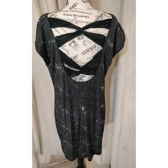 NWOT! Allen B. by Allen Schwartz Black Sequined Glitter Mini Dress. Size XL - Picture 5 of 8